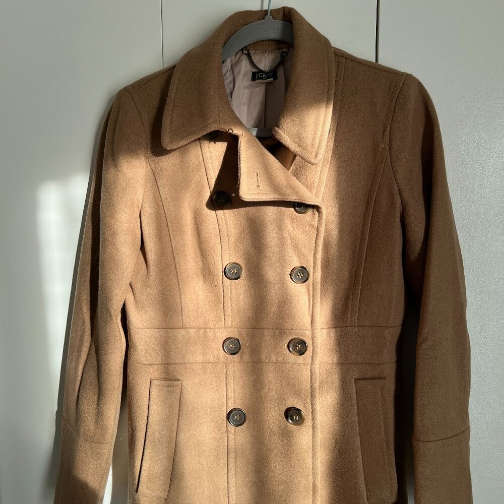 J Crew Wool Pea Coat — Size 6, Tan